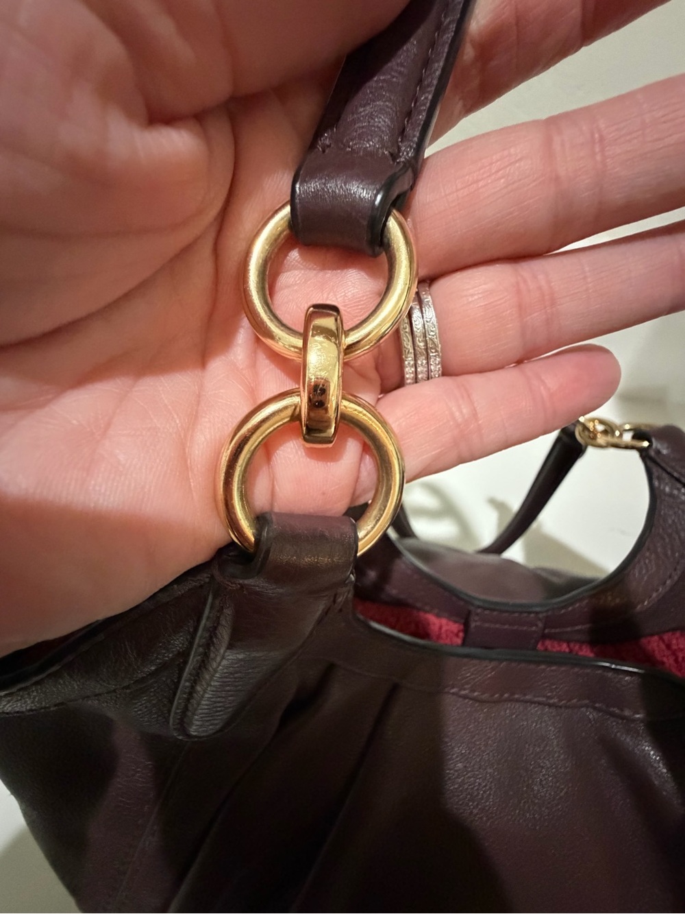COACH Lily Pebbled Leather Shoulder Bag in Ox Blood with Gold Hardware K1781 - Picture 3 of 8